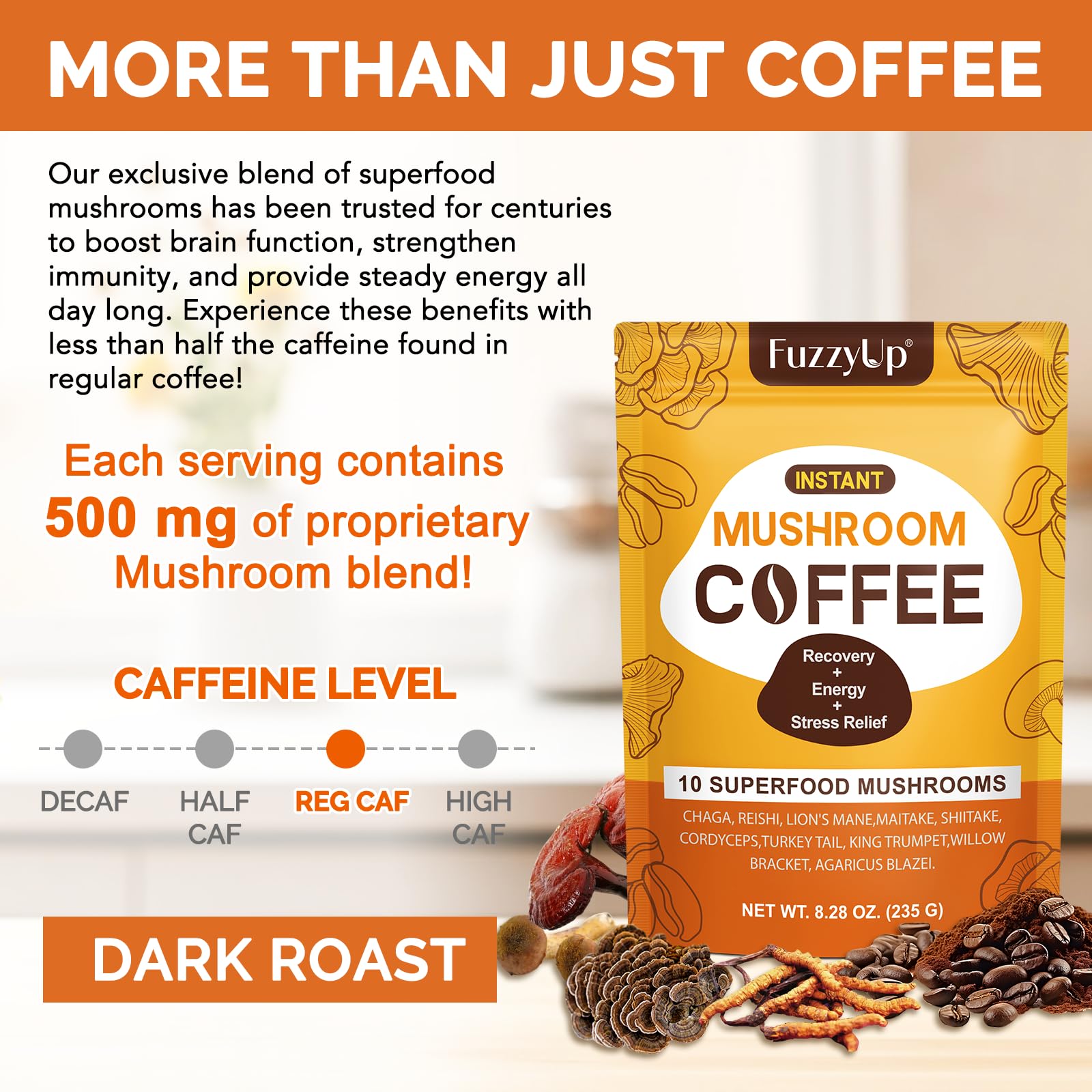 ZhuGuaCo Organic Mushroom Coffee preparation with hot water