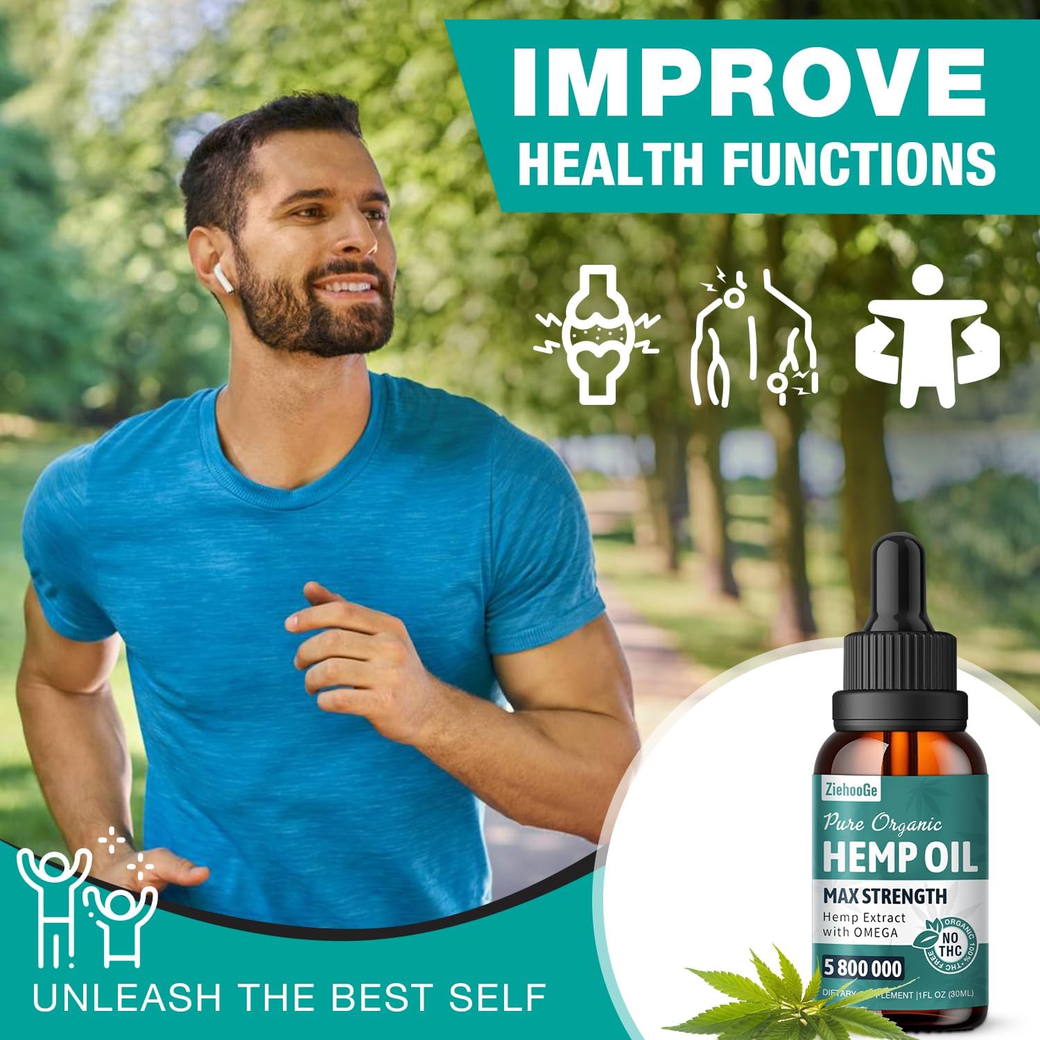 ziehooGe Hemp Oil 168g with smoothie ingredients