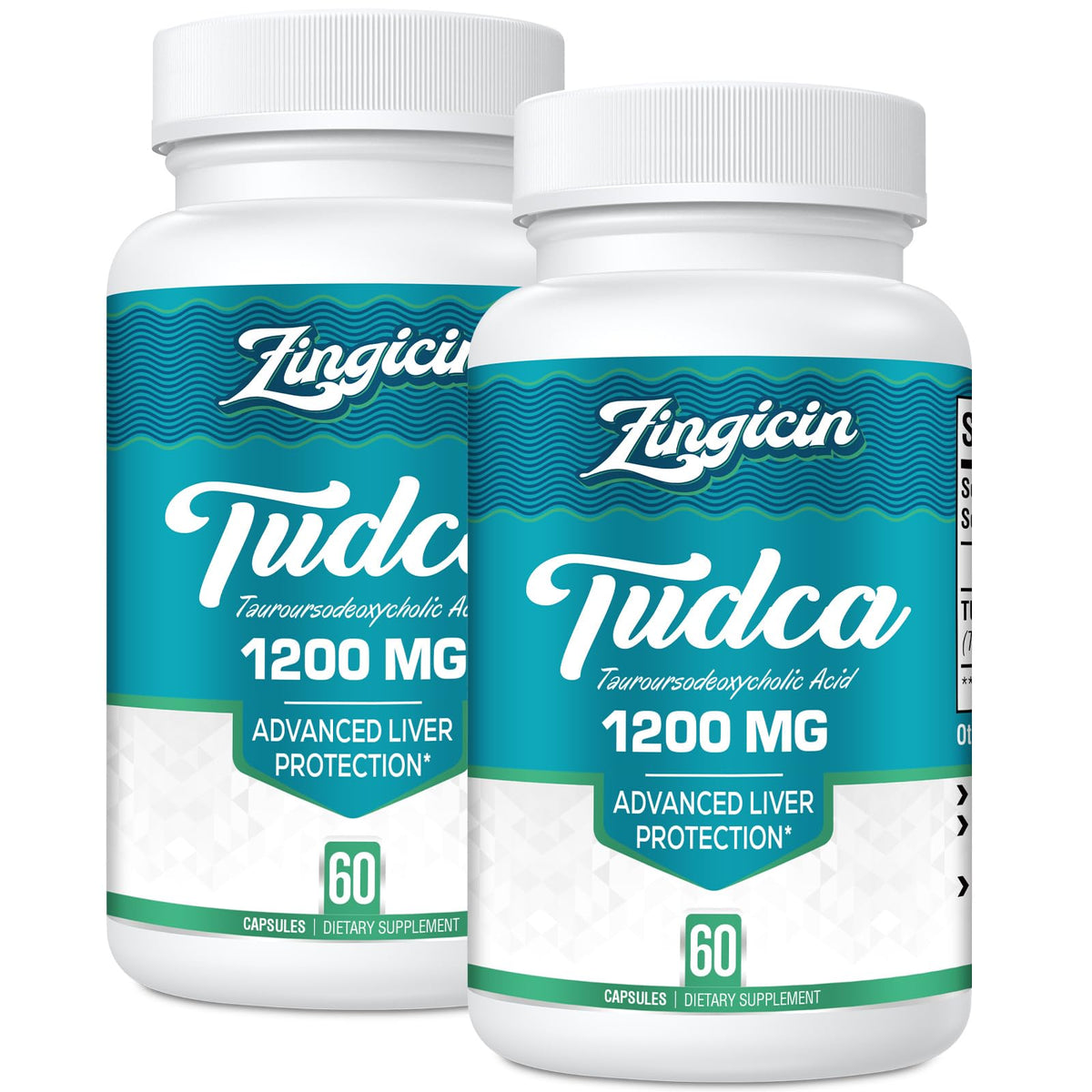 Zingicin TUDCA 1200mg liver support supplement bottle front view