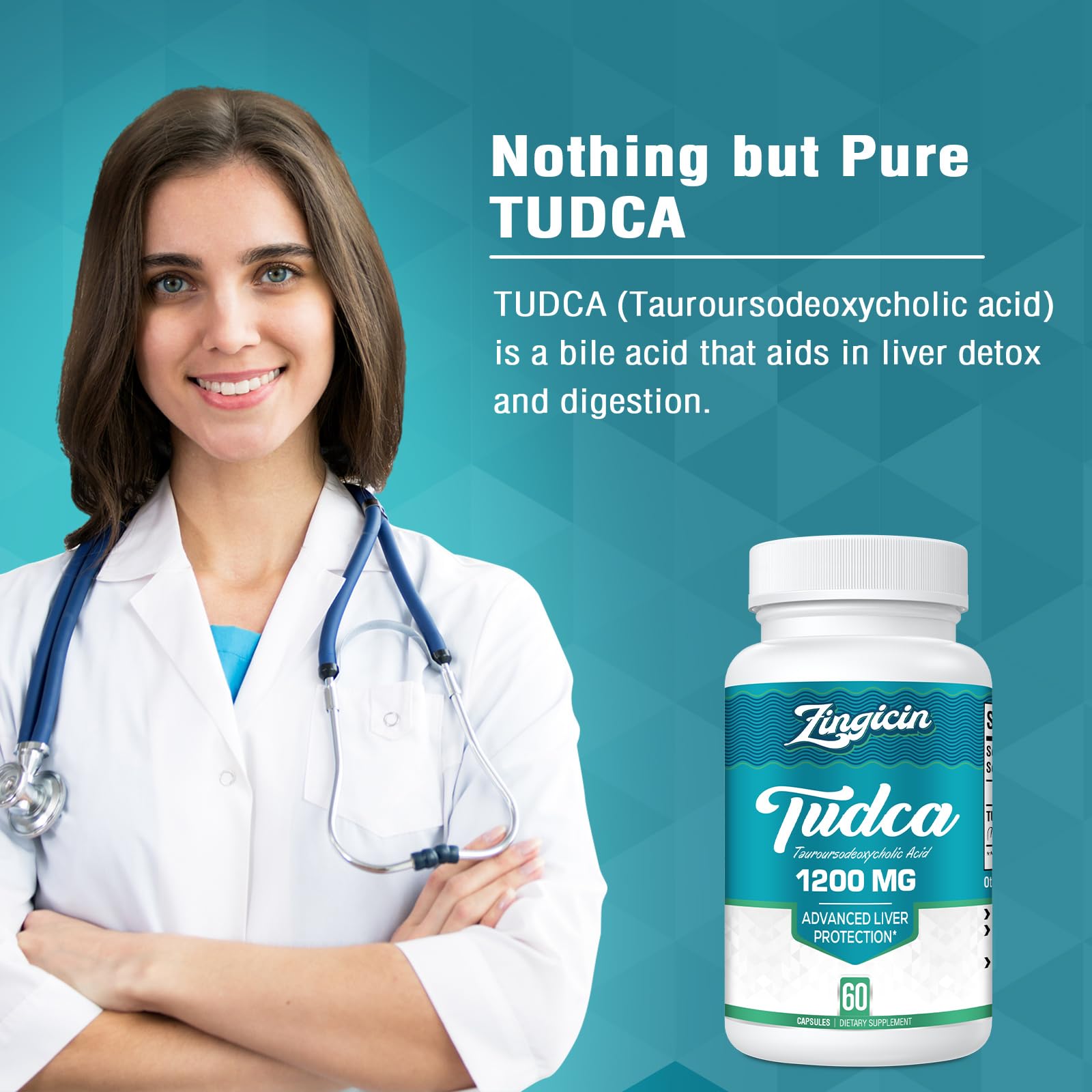 Zingicin TUDCA 1200mg veggie capsules close-up