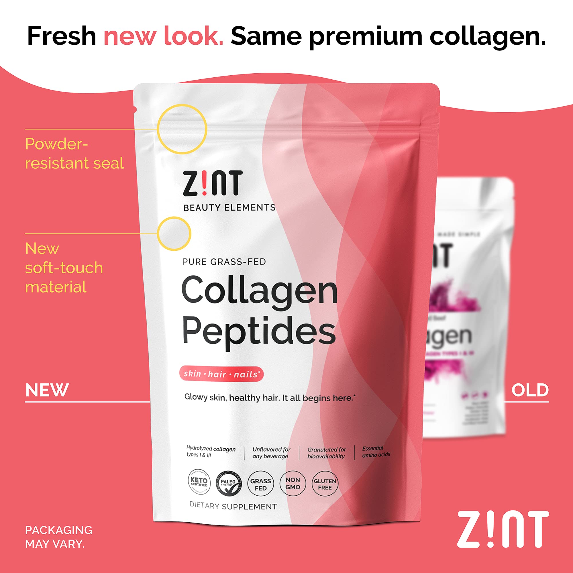 Zint Collagen Powder 907g back view with nutritional information