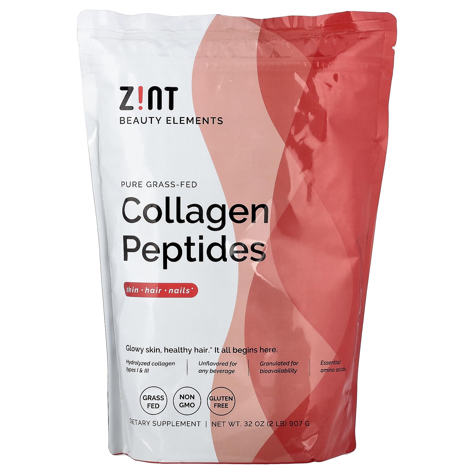Zint Hydrolyzed Collagen Powder 907g front view with packaging