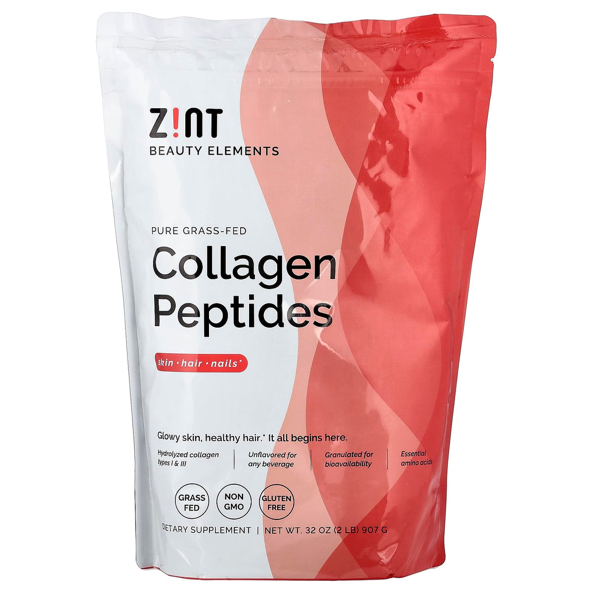 Zint Hydrolyzed Collagen Powder 907g front view with packaging