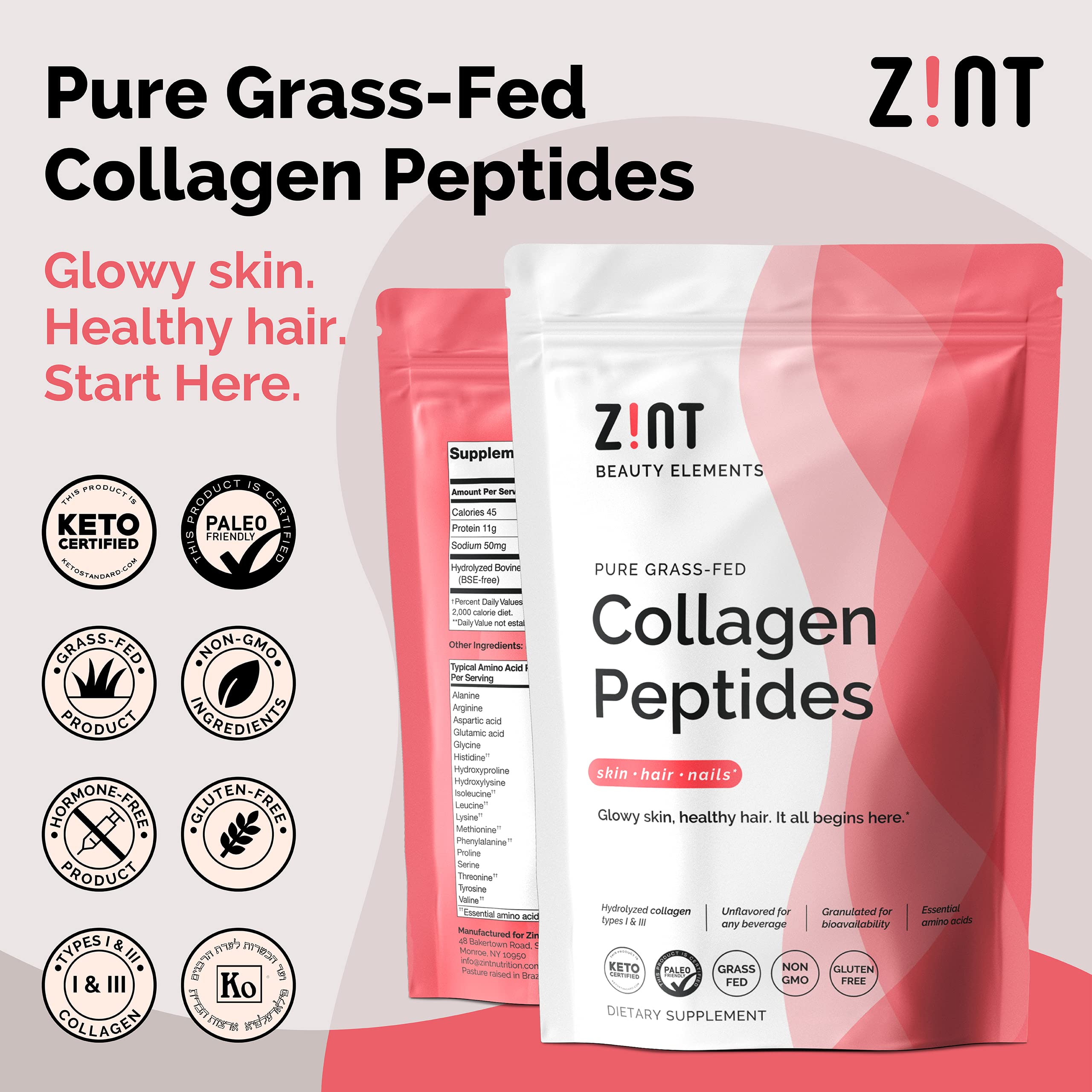Zint Hydrolyzed Collagen Powder packaging side view