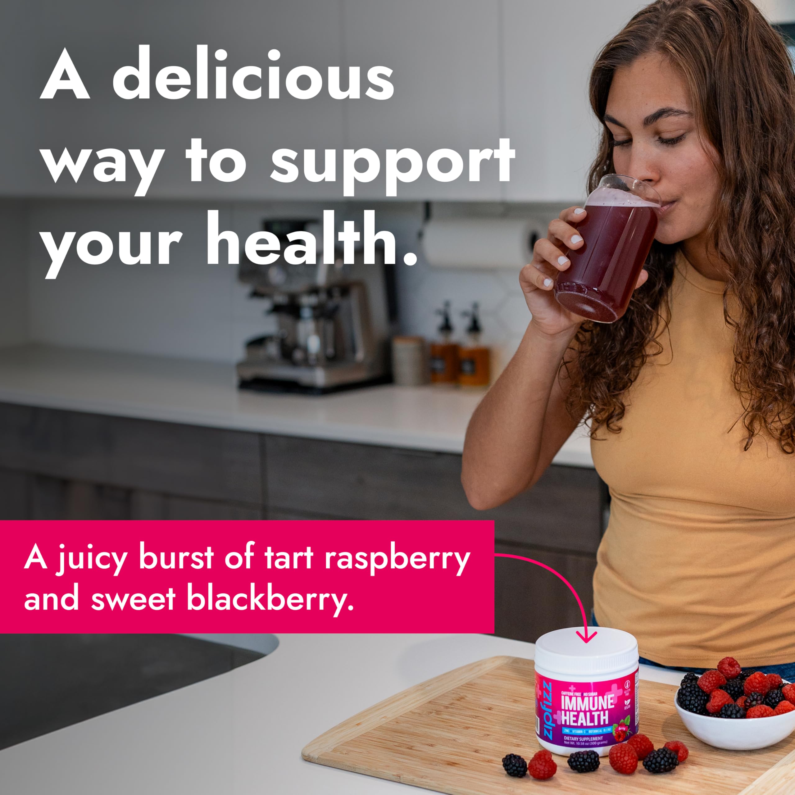 Zipfizz daily wellness Health Elderberry Supplement in glass with water