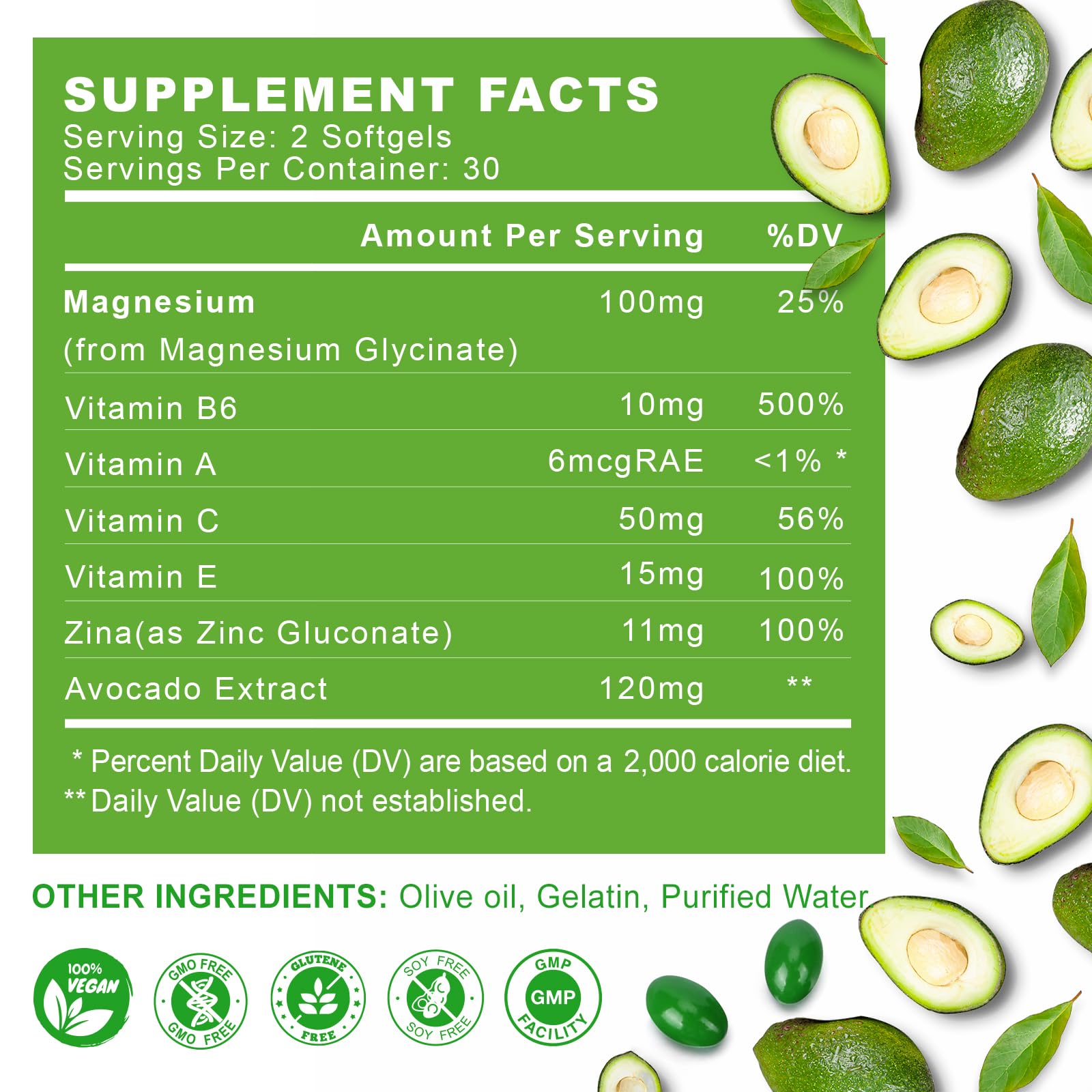 ZIPINKJ Magnesium Glycinate Softgels 400mg bottle side view