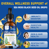 ZIPINKJ Sea Moss & Black Seed Oil Drops 141g with ingredients list