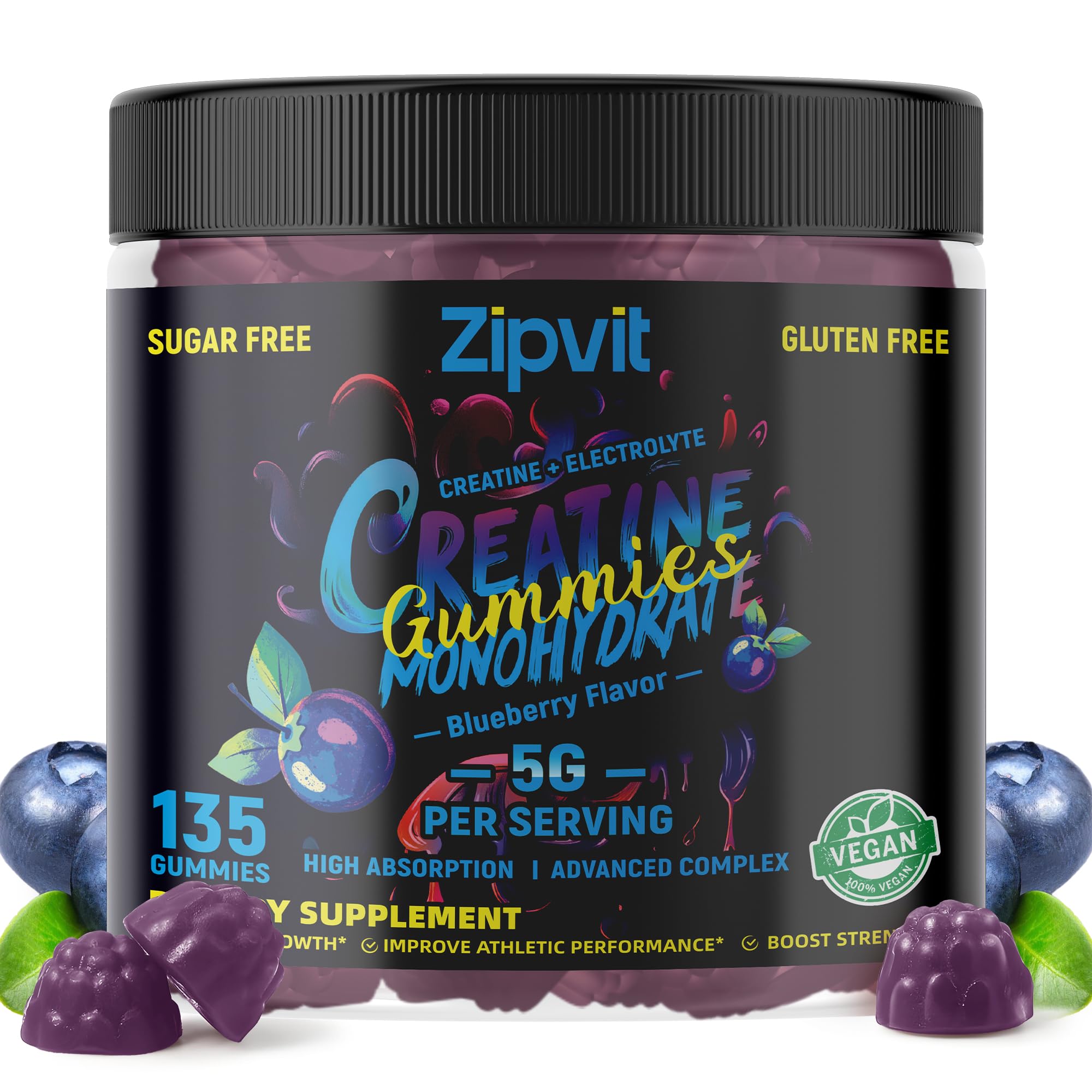 zipvit Creatine Monohydrate Gummies back of the bottle
