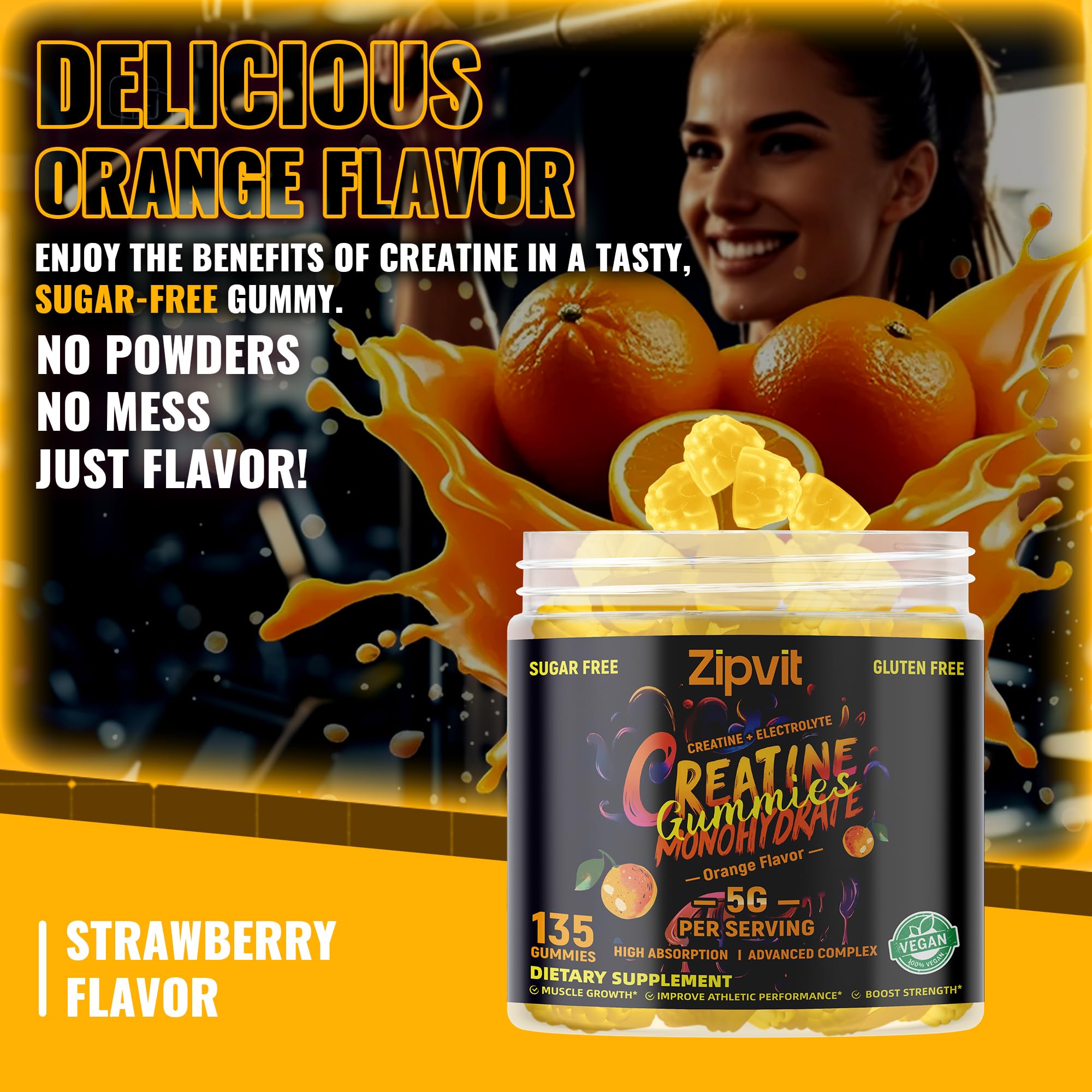 zipvit Creatine Monohydrate Gummies bottle top view