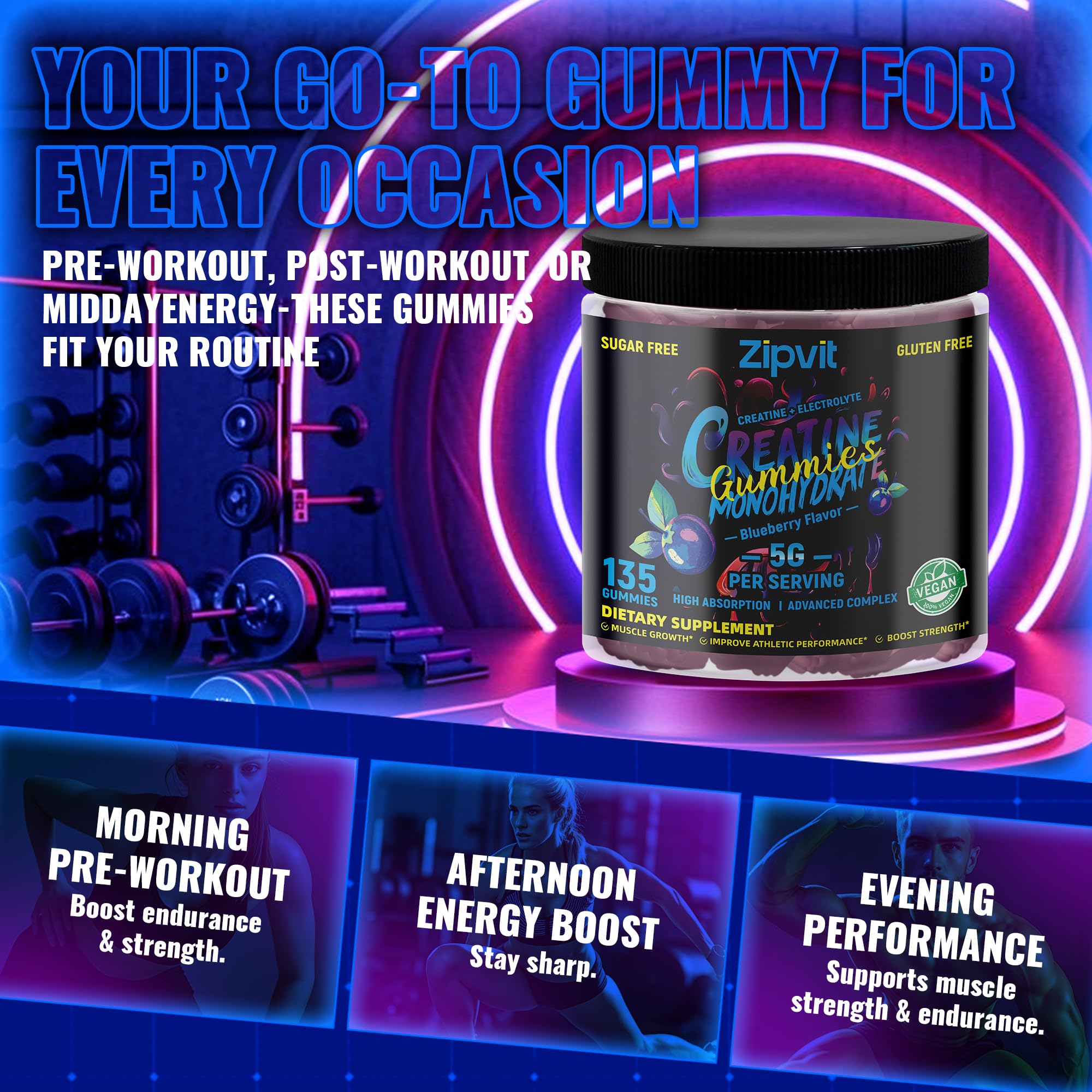 zipvit Creatine Monohydrate Gummies lifestyle scene