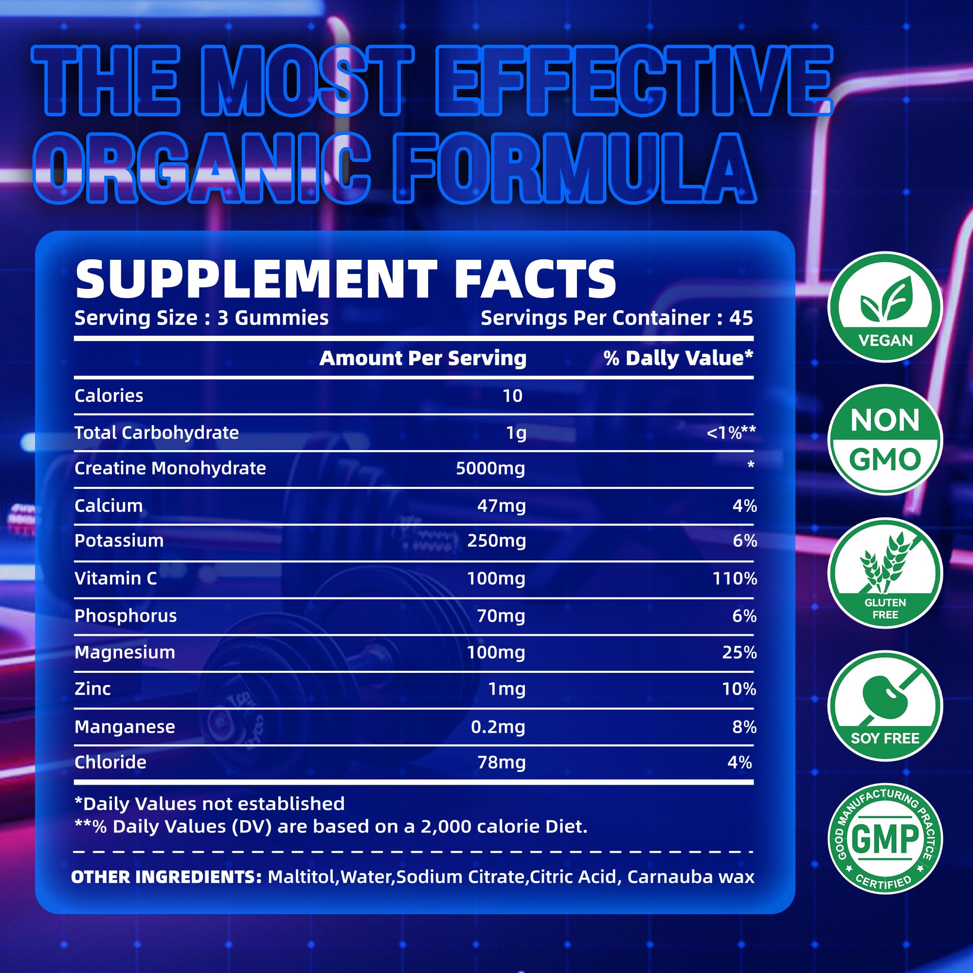 zipvit Creatine Monohydrate Gummies nutritional information