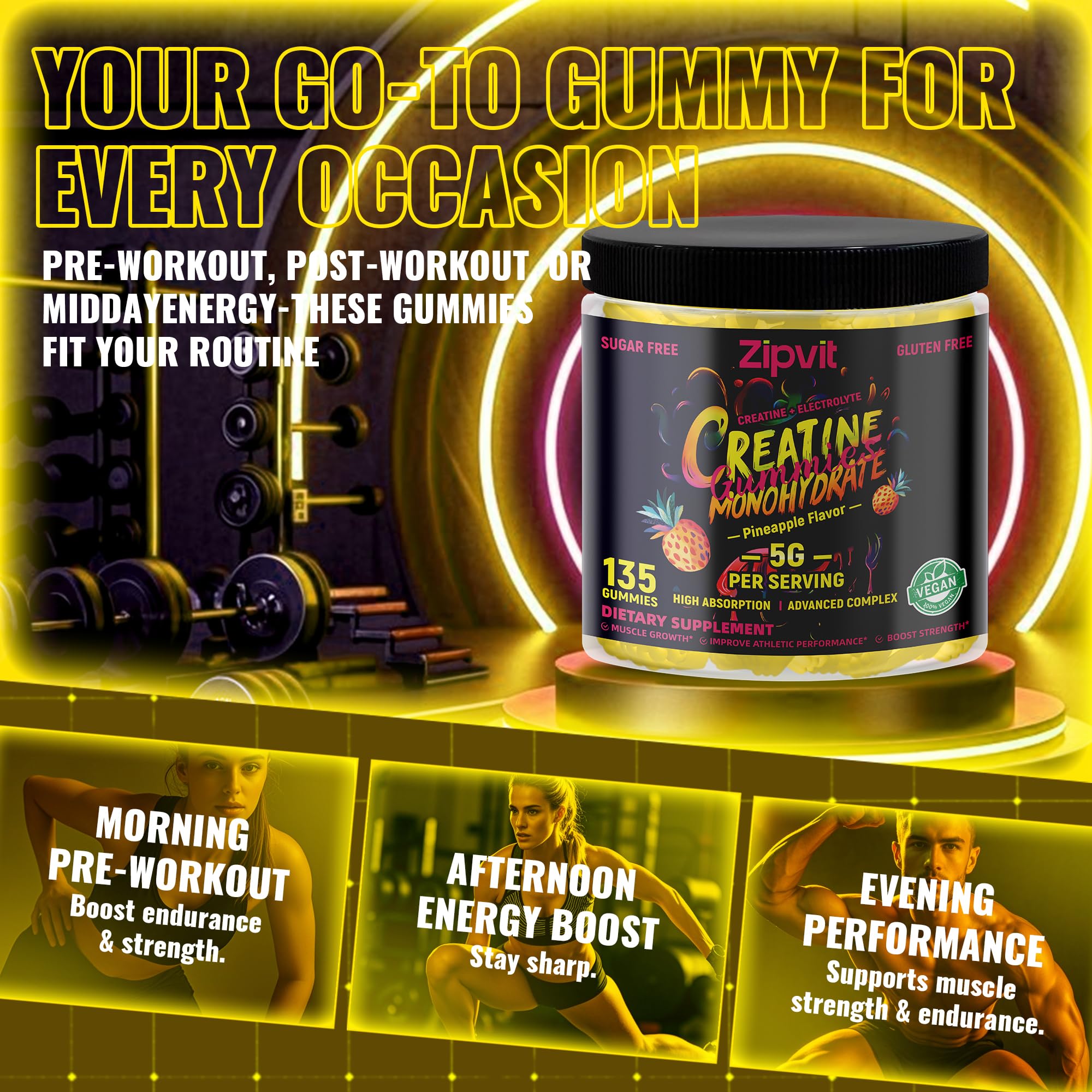 zipvit Creatine Monohydrate Gummies packaging details
