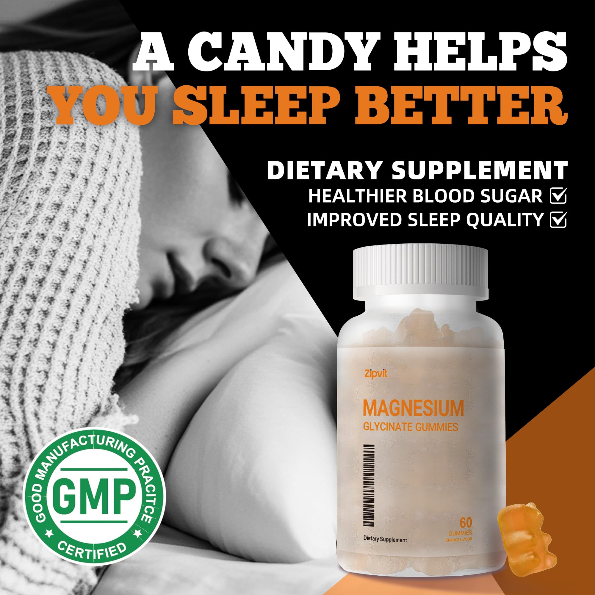 zipvit Magnesium Glycinate Gummies 1000mg with fresh oranges