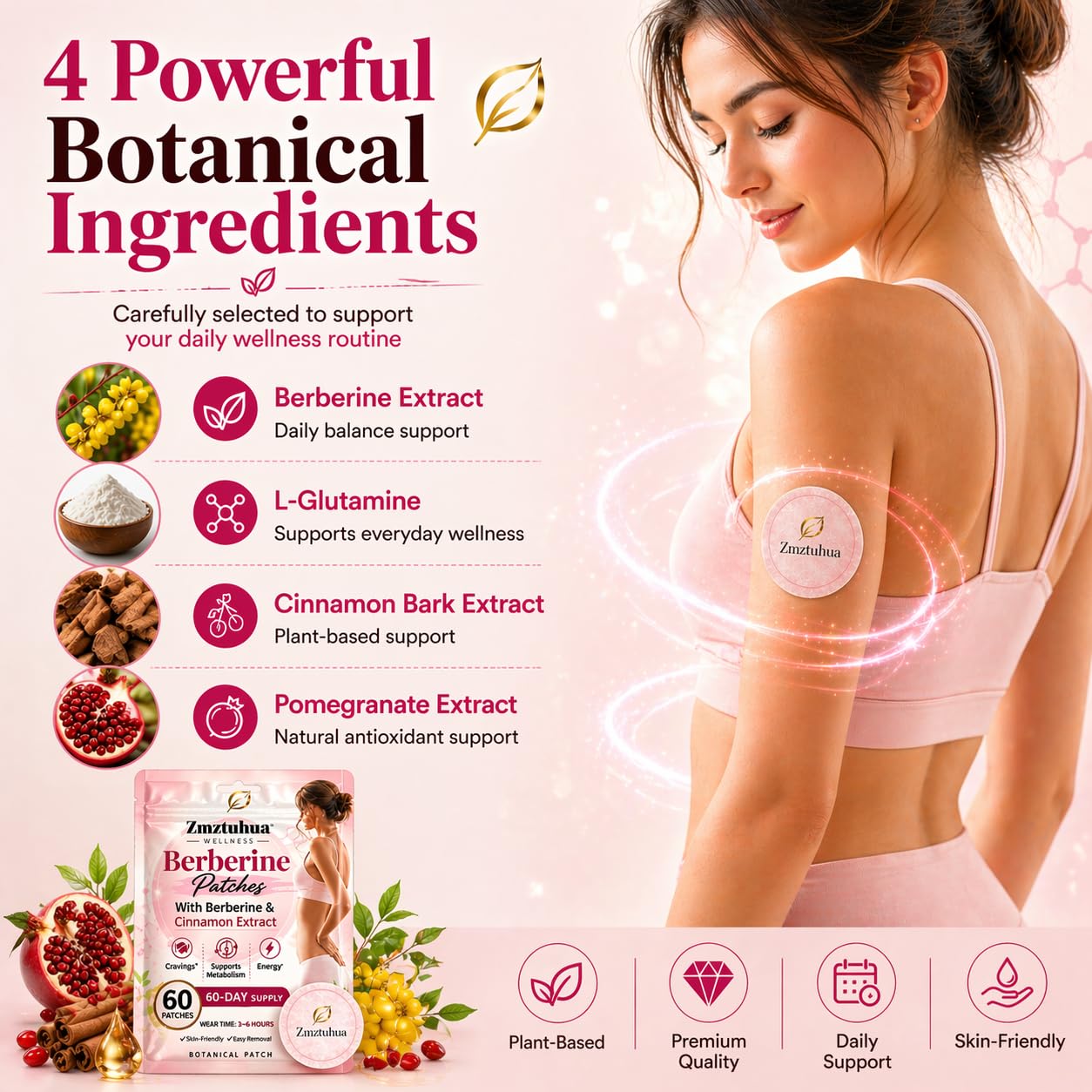 Zmztuhua Berberine Patch pack showing multiple patches