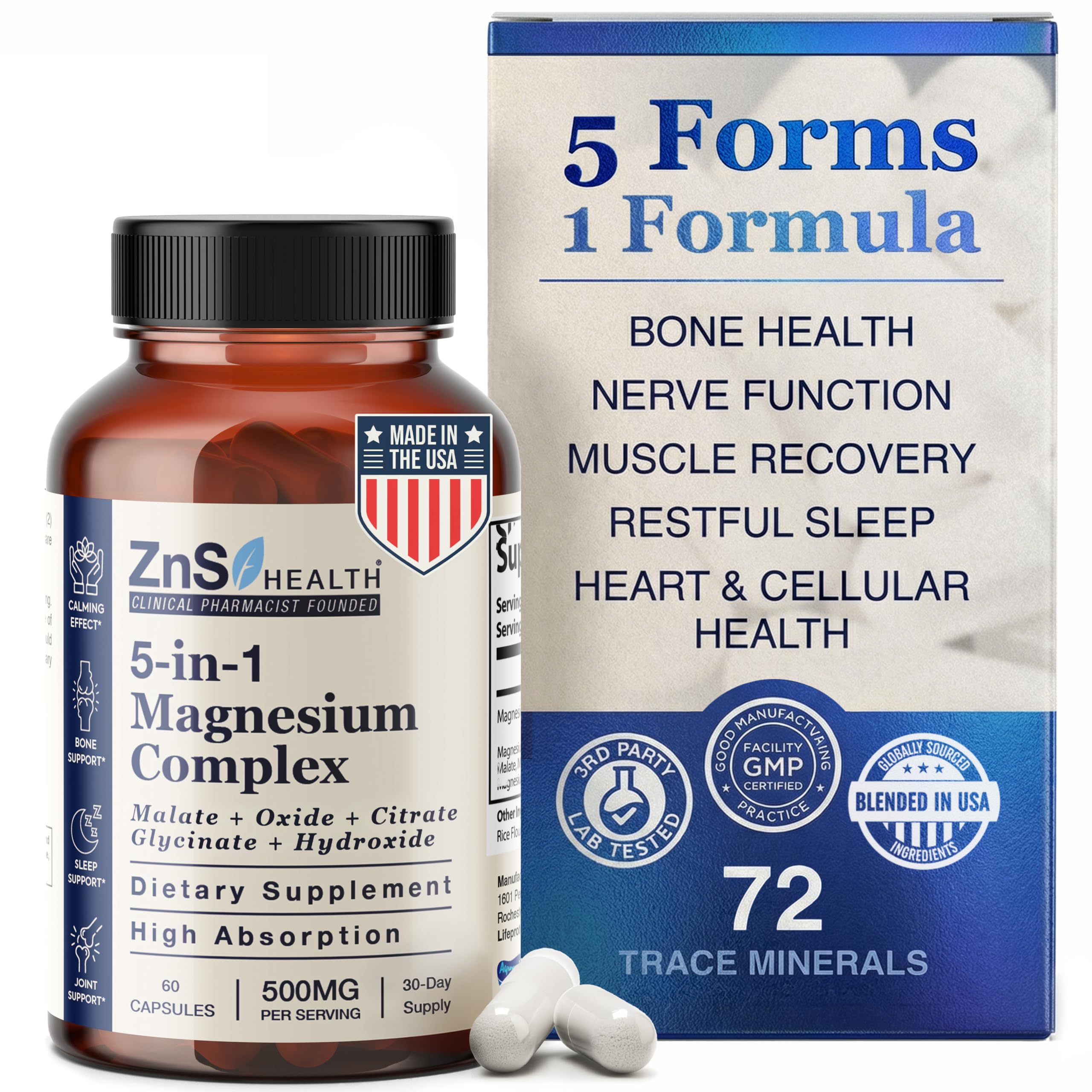 ZnS Health Magnesium Complex 500mg front view