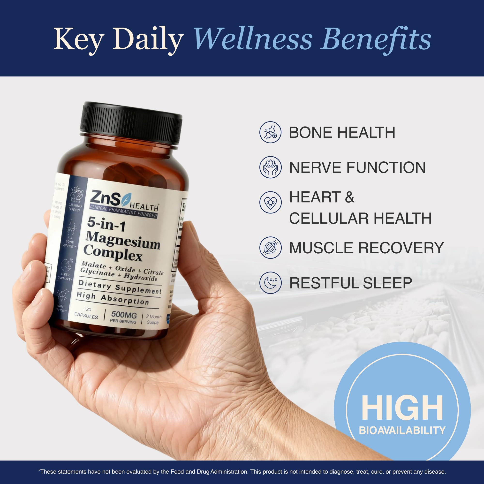 ZnS Health Magnesium Complex bottle with 60 capsules