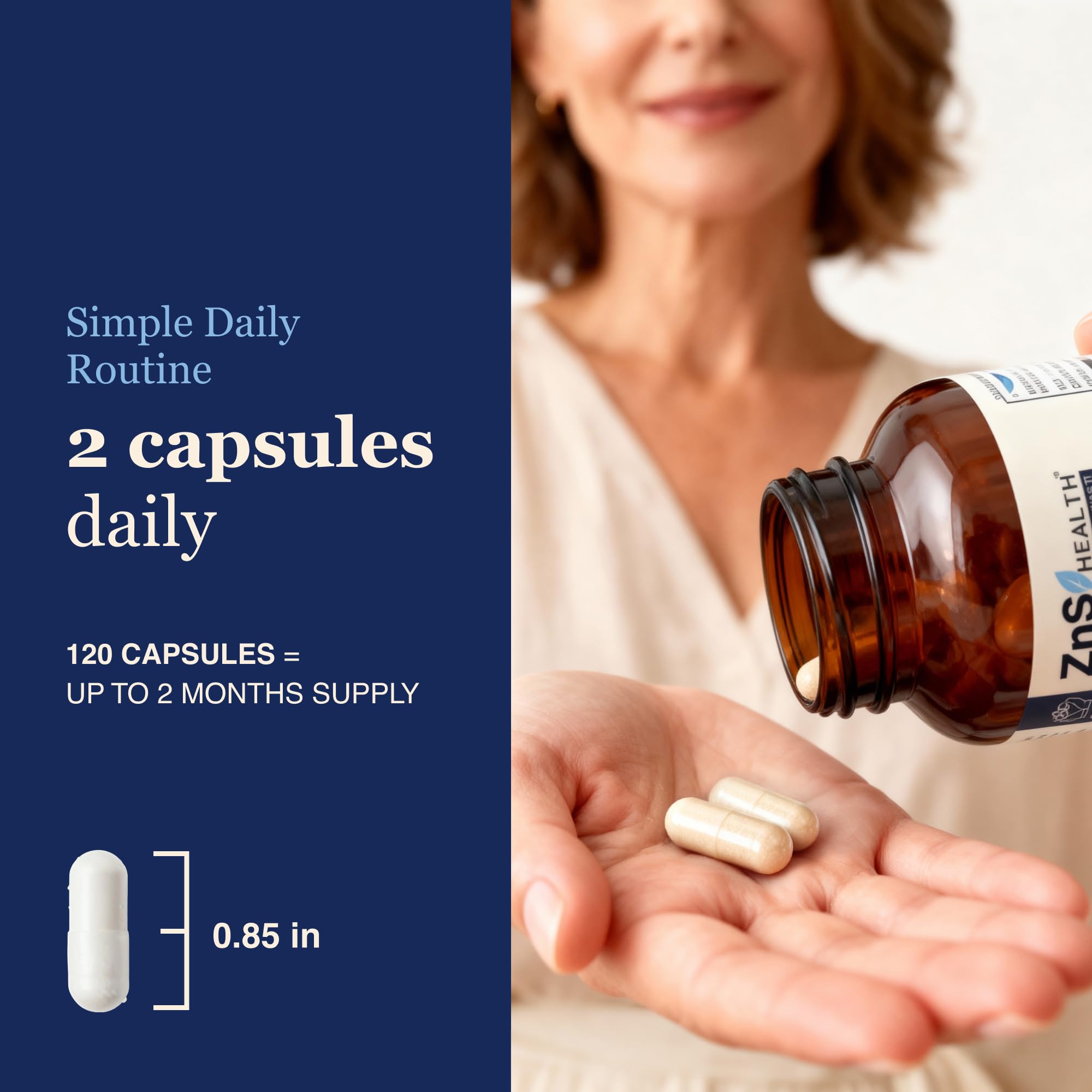 ZnS Health Magnesium Complex capsules in hand