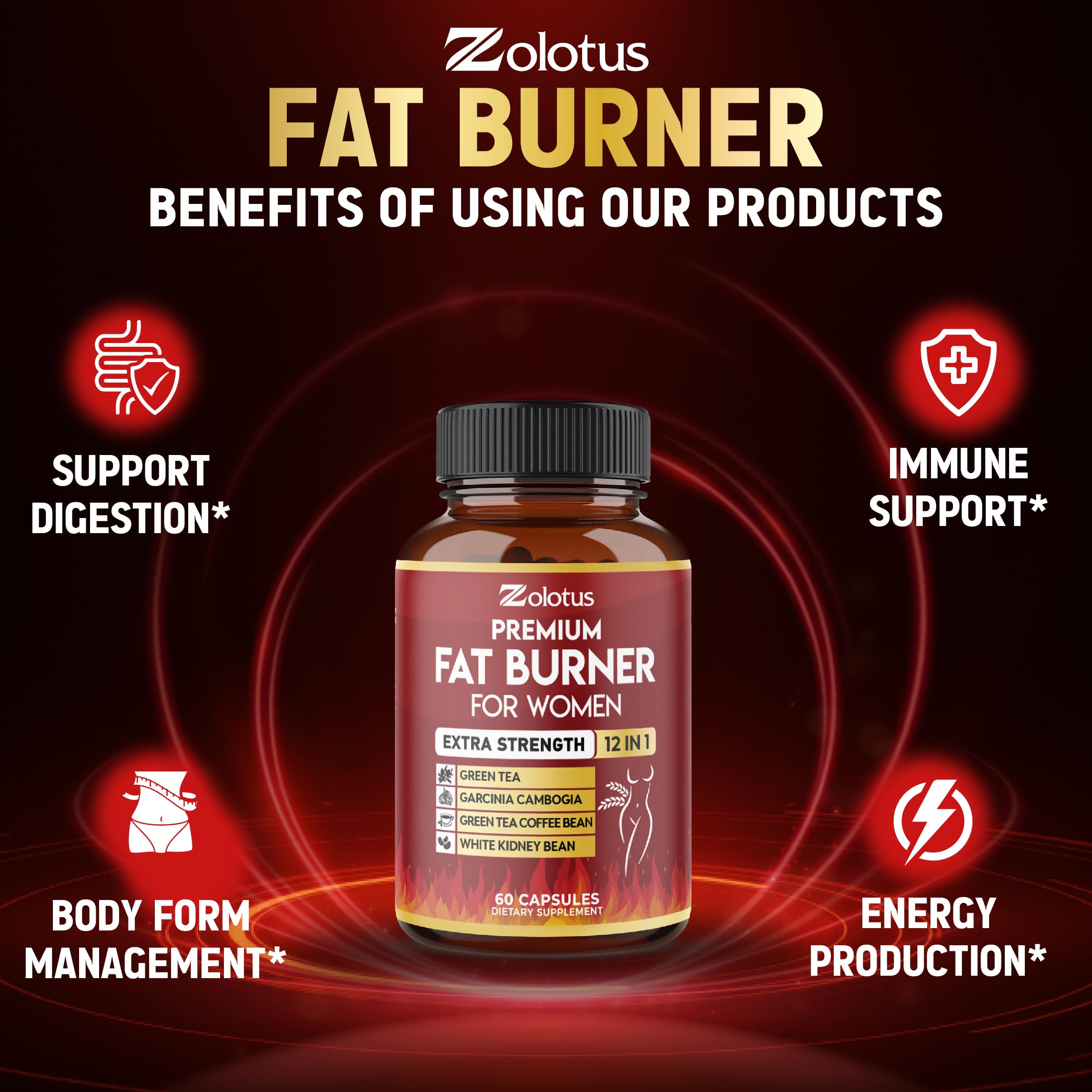 Zolotus Fat Burner Capsules lifestyle shot on a kitchen counter