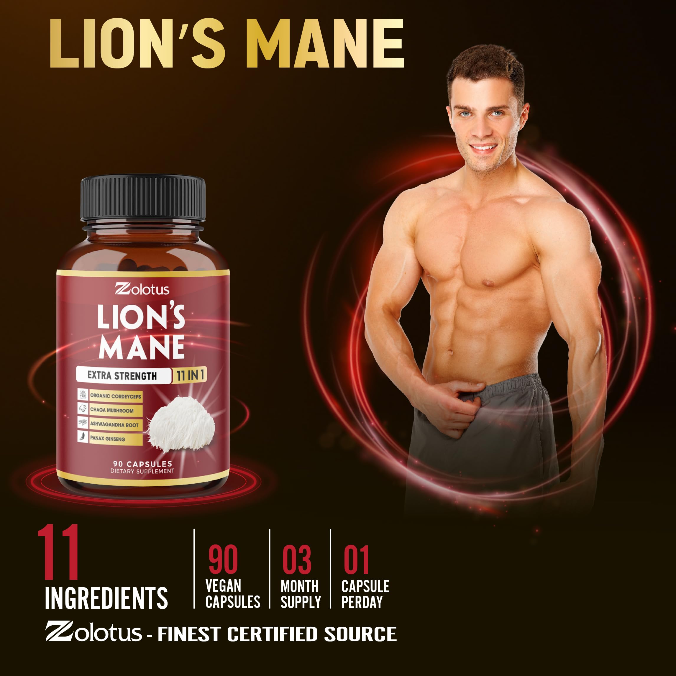 Zolotus Lion's Mane Mushroom Supplement in a lifestyle setting