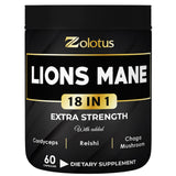 Zolotus Lions Mane Mushroom Supplement front view with 120 capsules