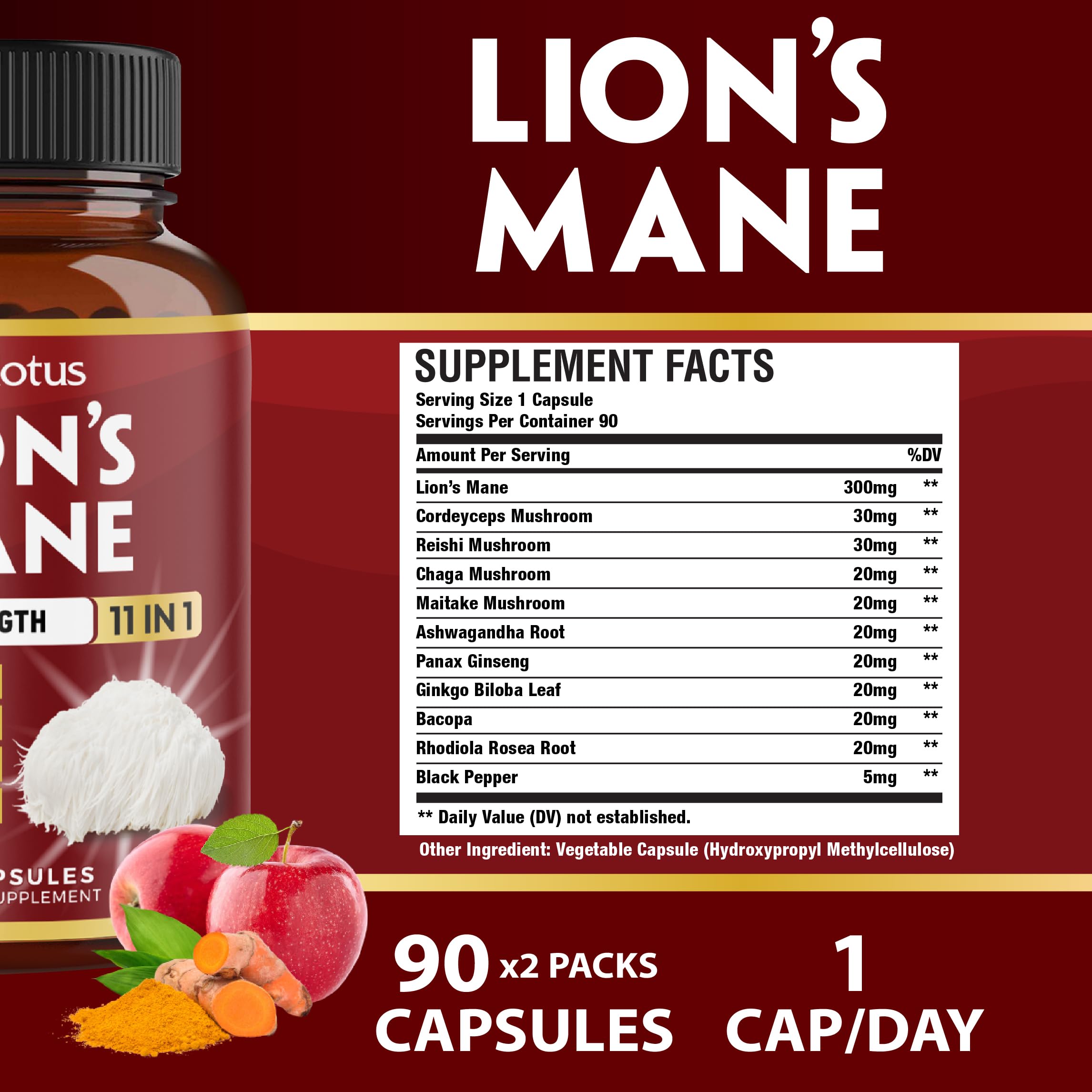 Zolotus Lions Mane Mushroom Supplement packaging side view