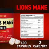 Zolotus Mushroom Supplement bottle back view with ingredients list
