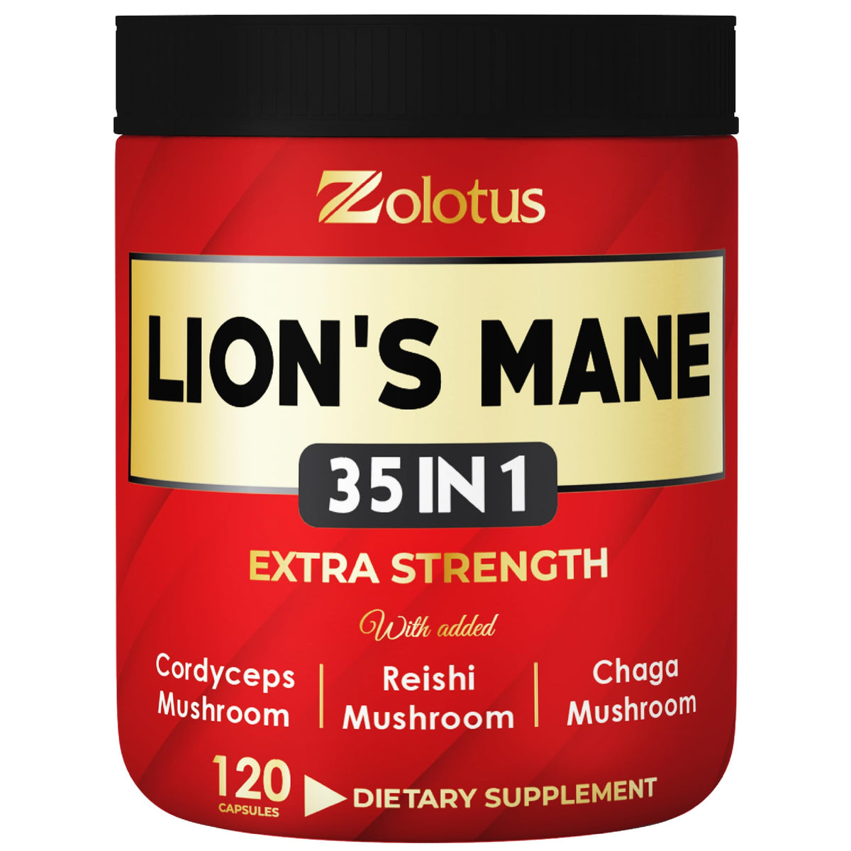 Zolotus Mushroom Supplement bottle front view