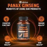 Zolotus Panax Ginseng Supplement bottle with a glass of water