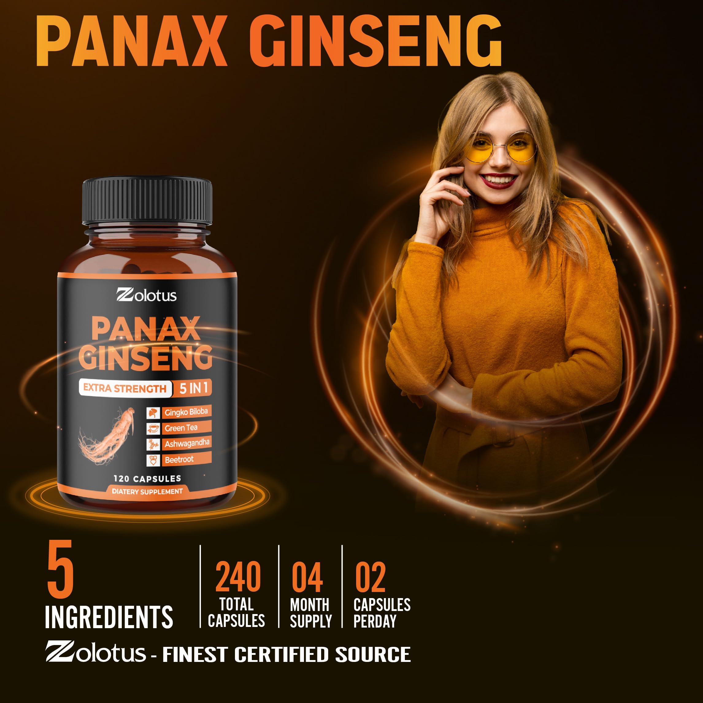 Zolotus Panax Ginseng Supplement packaging details
