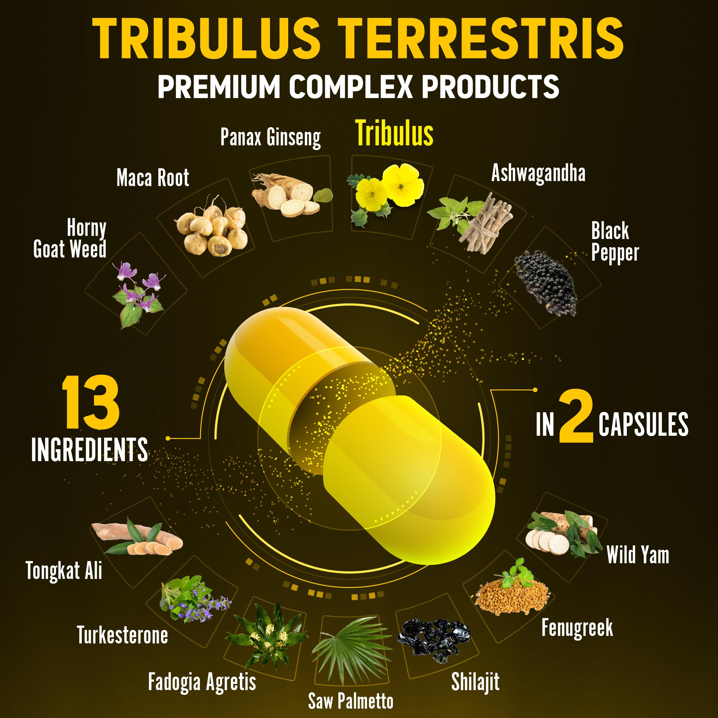 Zolotus Tribulus Terrestris capsules on a wooden table