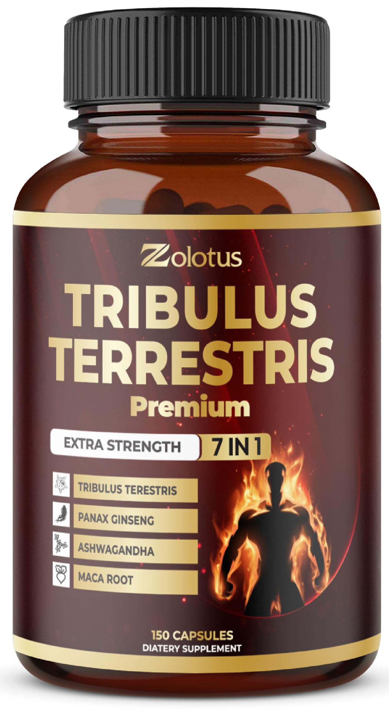 Zolotus Tribulus Terrestris Supplement 150 capsules front view