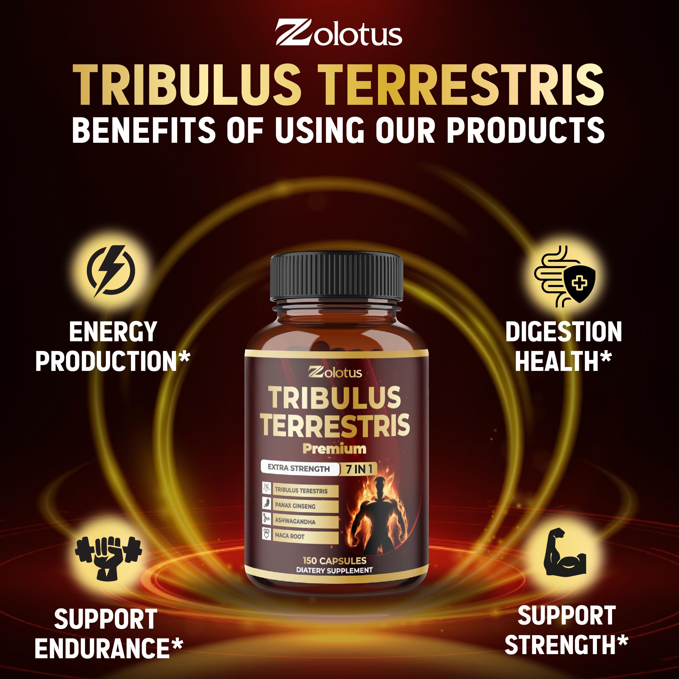 Zolotus Tribulus Terrestris Supplement bottle side view