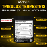 Zolotus Tribulus Terrestris supplement label close-up