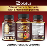 Zolotus Turmeric Curcumin Capsules displayed with herbs