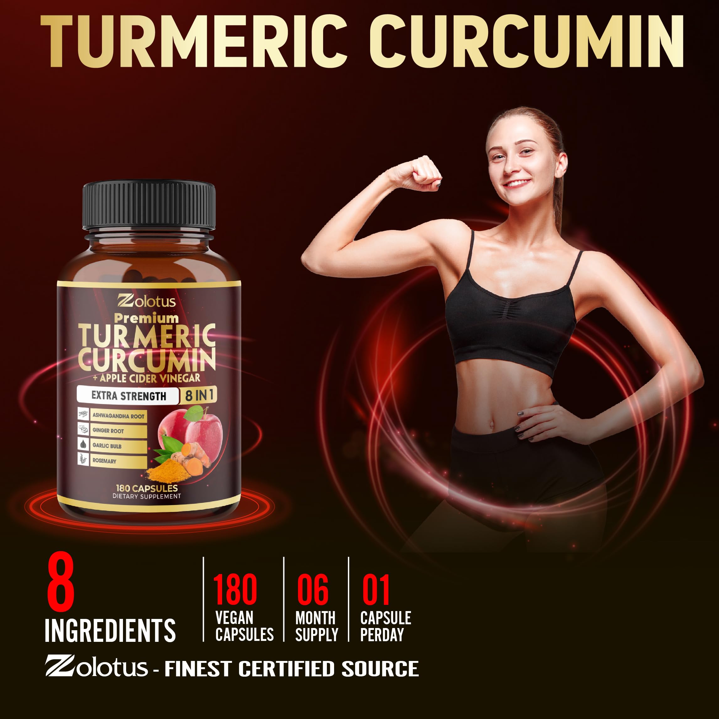 Zolotus Turmeric Curcumin Capsules with a measuring spoon