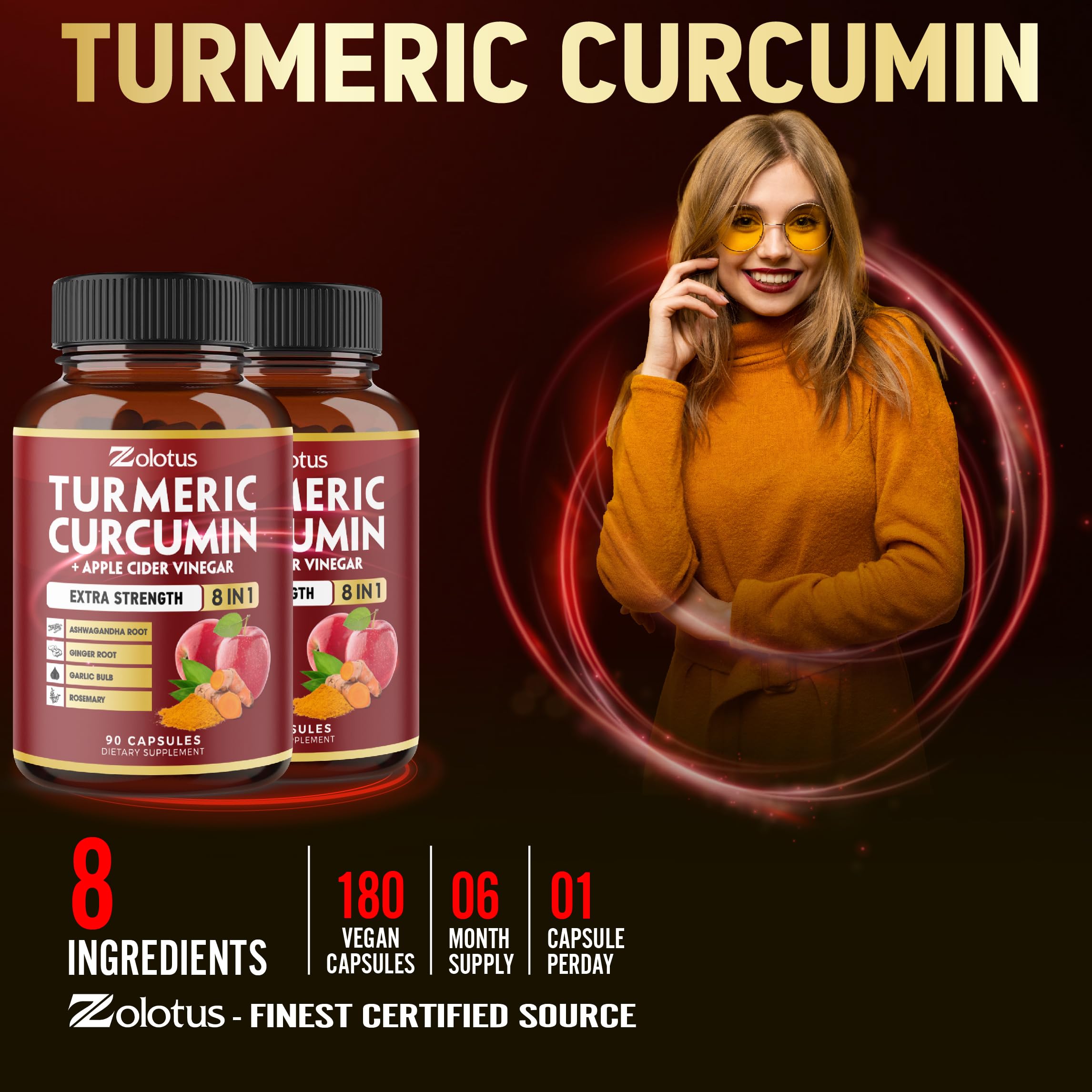 Zolotus Turmeric Curcumin capsules with a measuring spoon