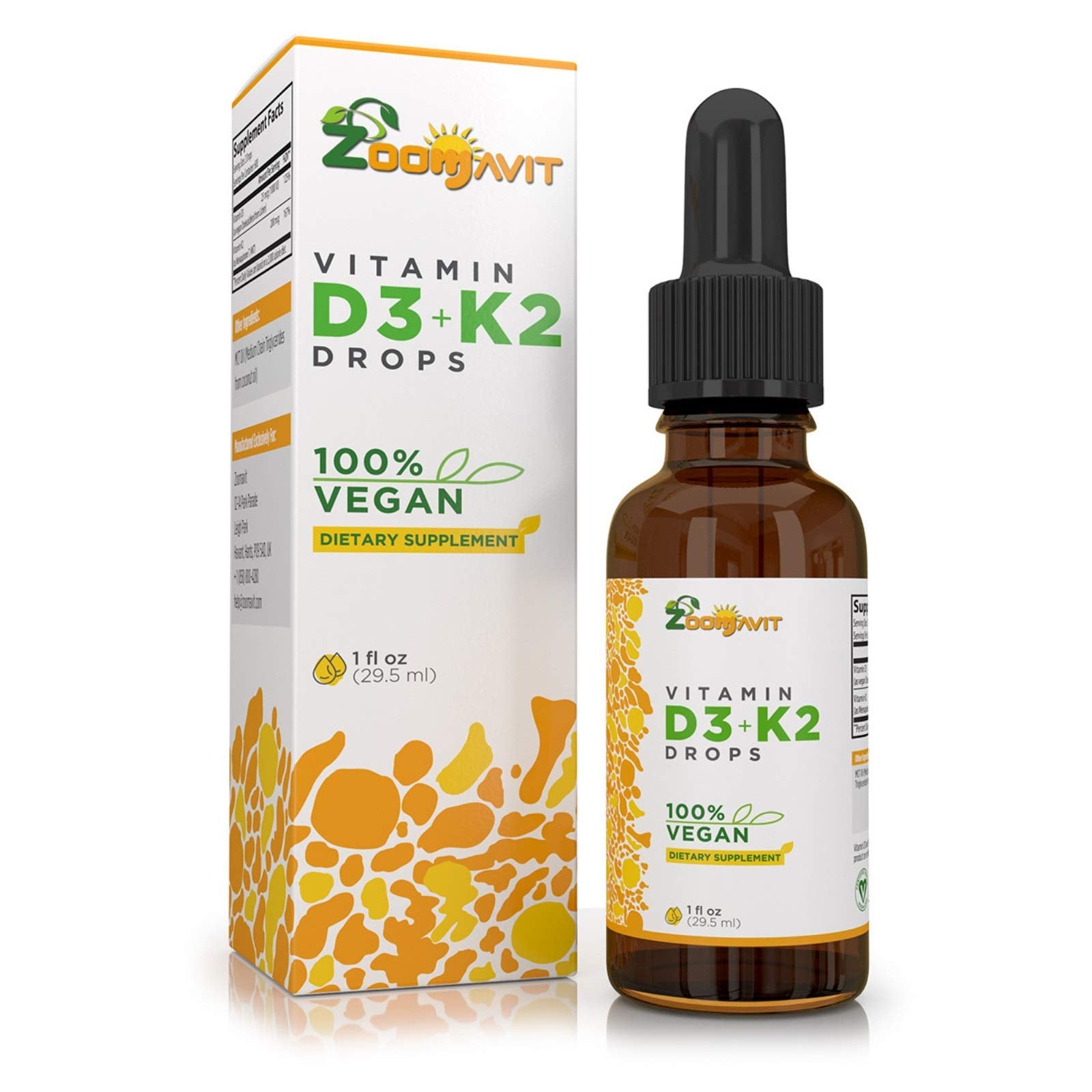 Zoomavit Vegan Vitamin D3 + K2 Drops bottle front view