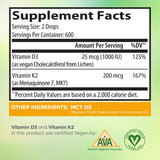 Zoomavit Vegan Vitamin D3 + K2 Drops nutritional information