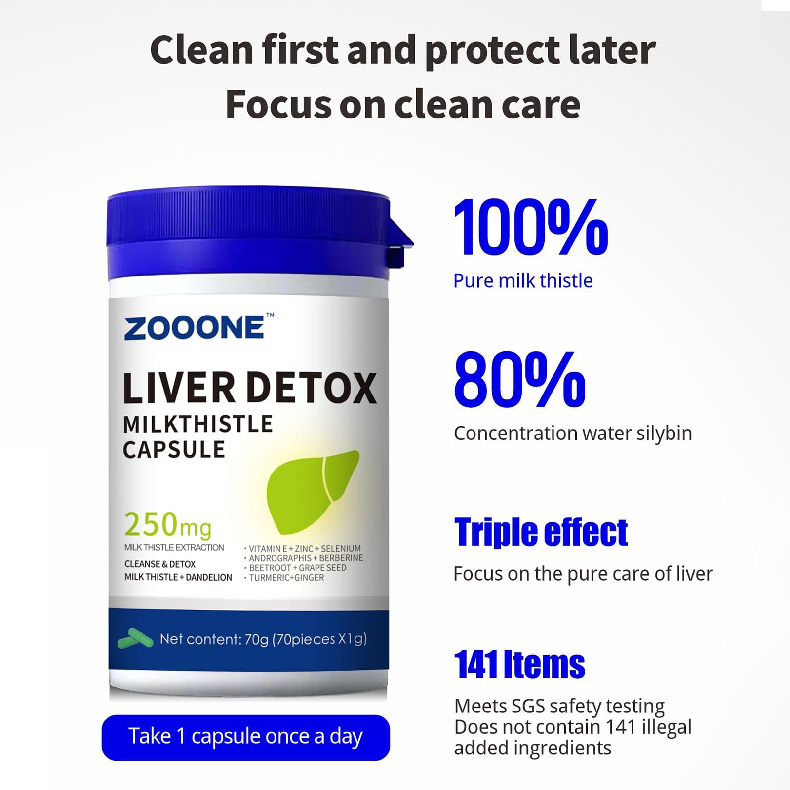 zooone Milk Thistle Supplement Capsules close-up