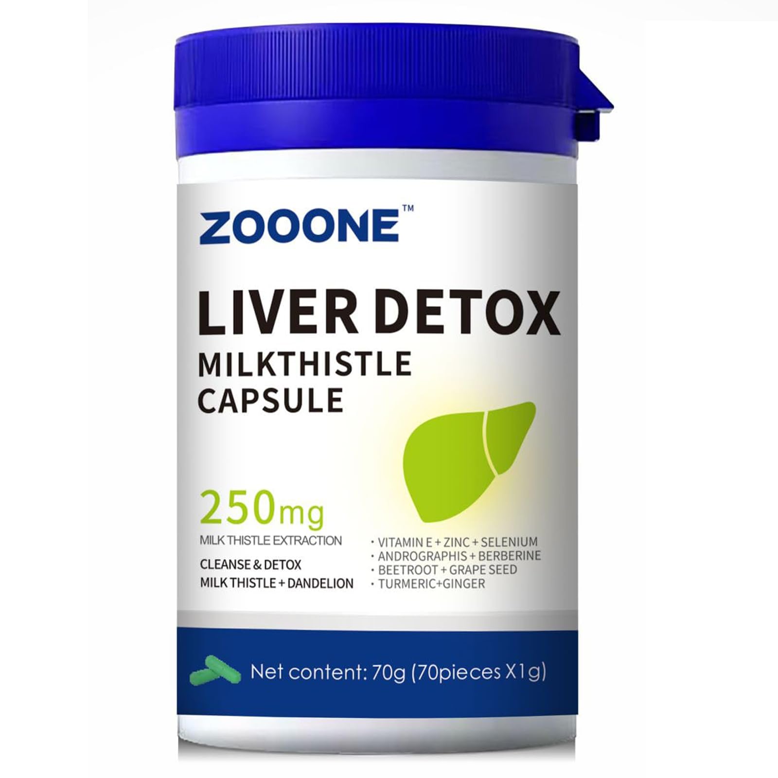 zooone Milk Thistle Supplement Capsules front view
