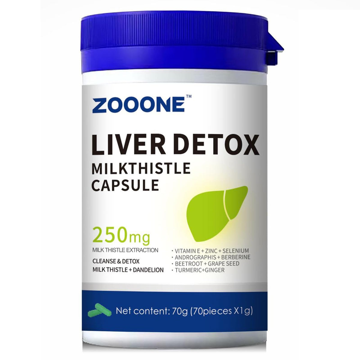 zooone Milk Thistle Supplement Capsules front view