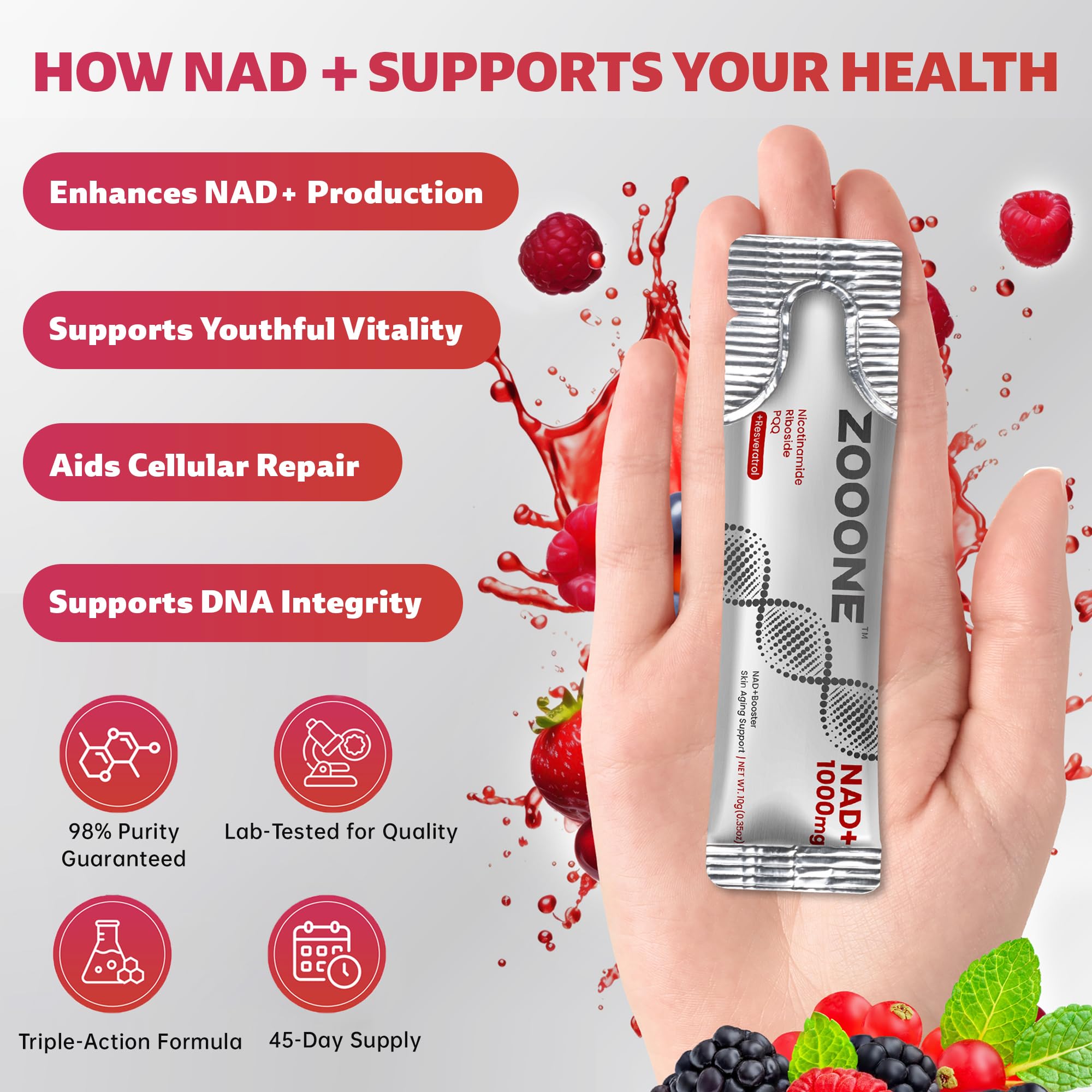 zooone NAD+ Supplement 600mg bottle with label