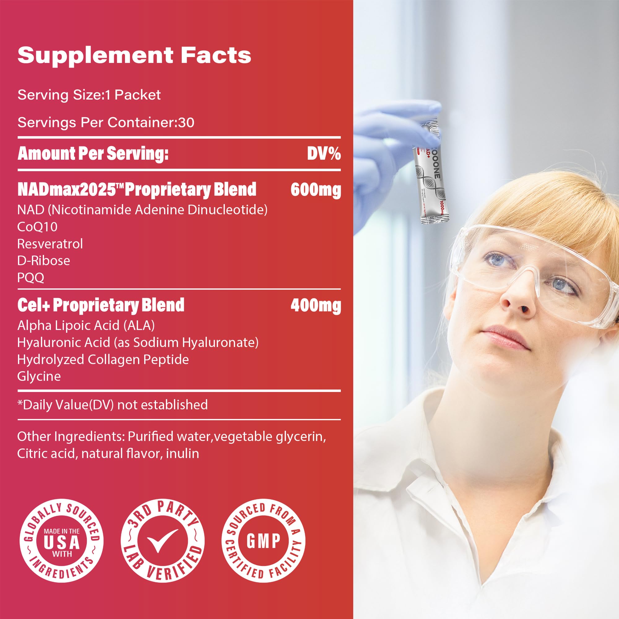 zooone NAD+ Supplement 600mg ingredients list