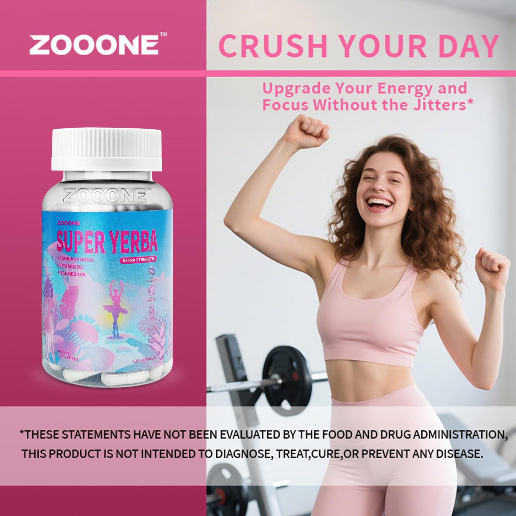 zooone Yerba Mate Capsules on a desk with a laptop
