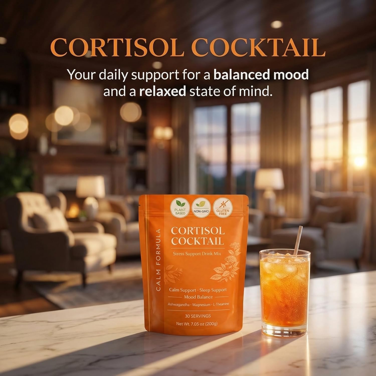Zotreval Daily Stress Support Powdered Drink Mix product dimensions on packaging
