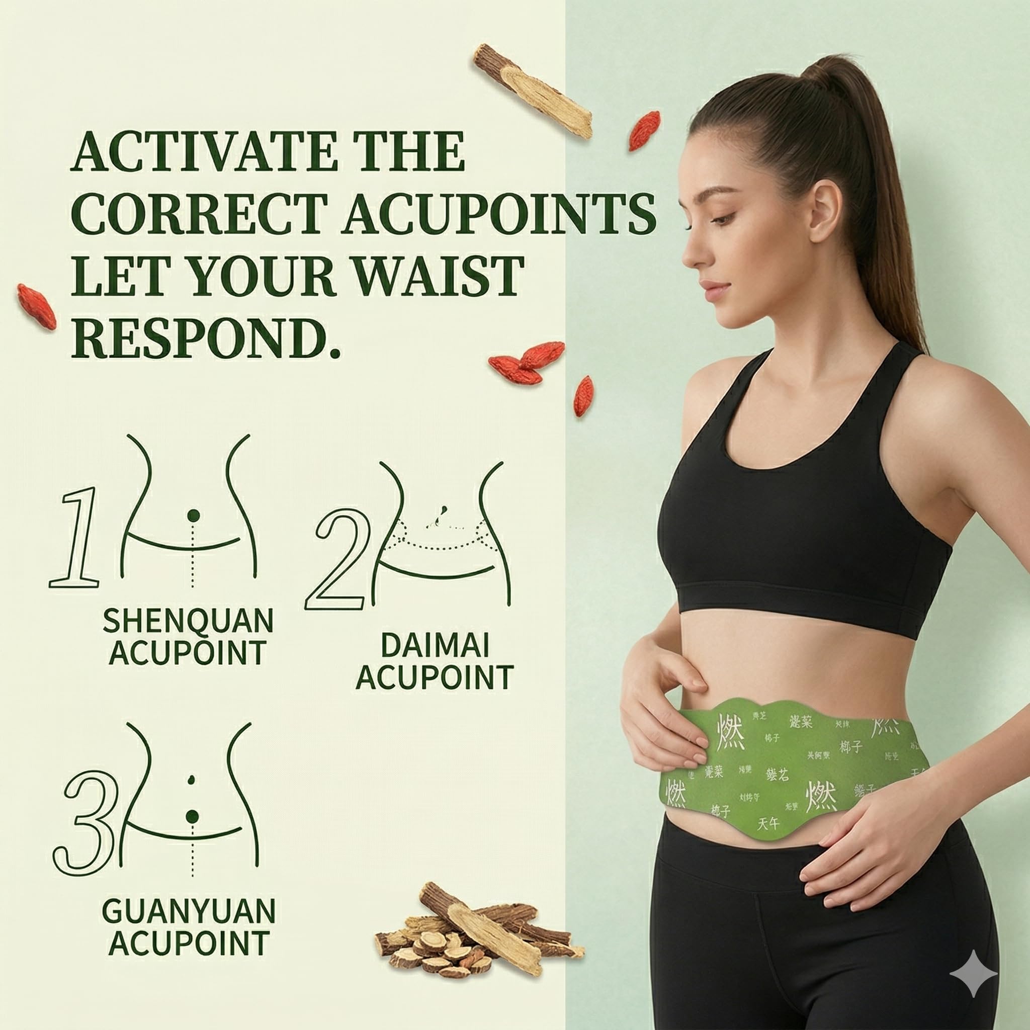 Zotreval Herbal Warming Patch applied on abdomen