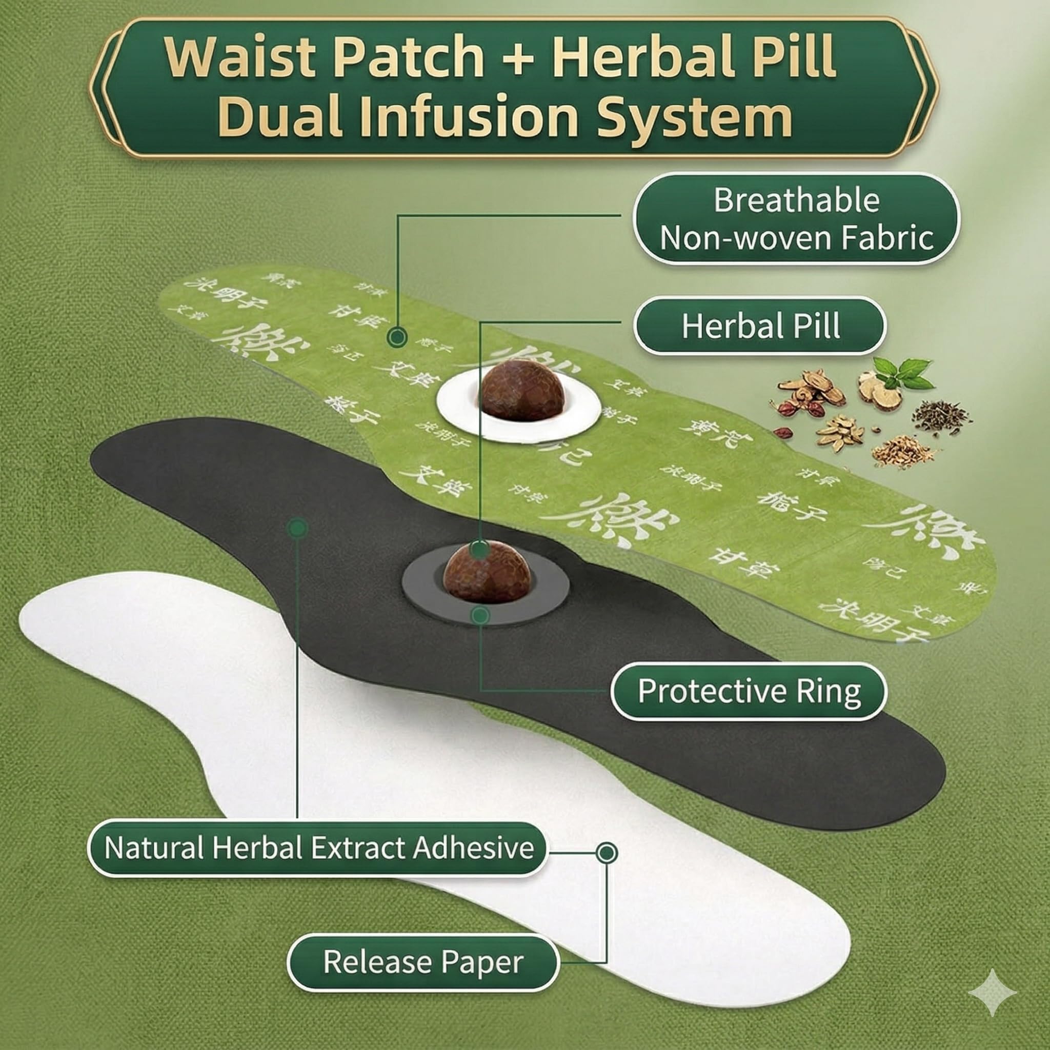 Zotreval Herbal Warming Patch with natural ingredients display
