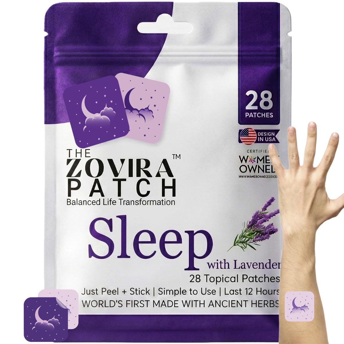 ZOVIRA Lavender Aromatherapy Sleep Patch front view