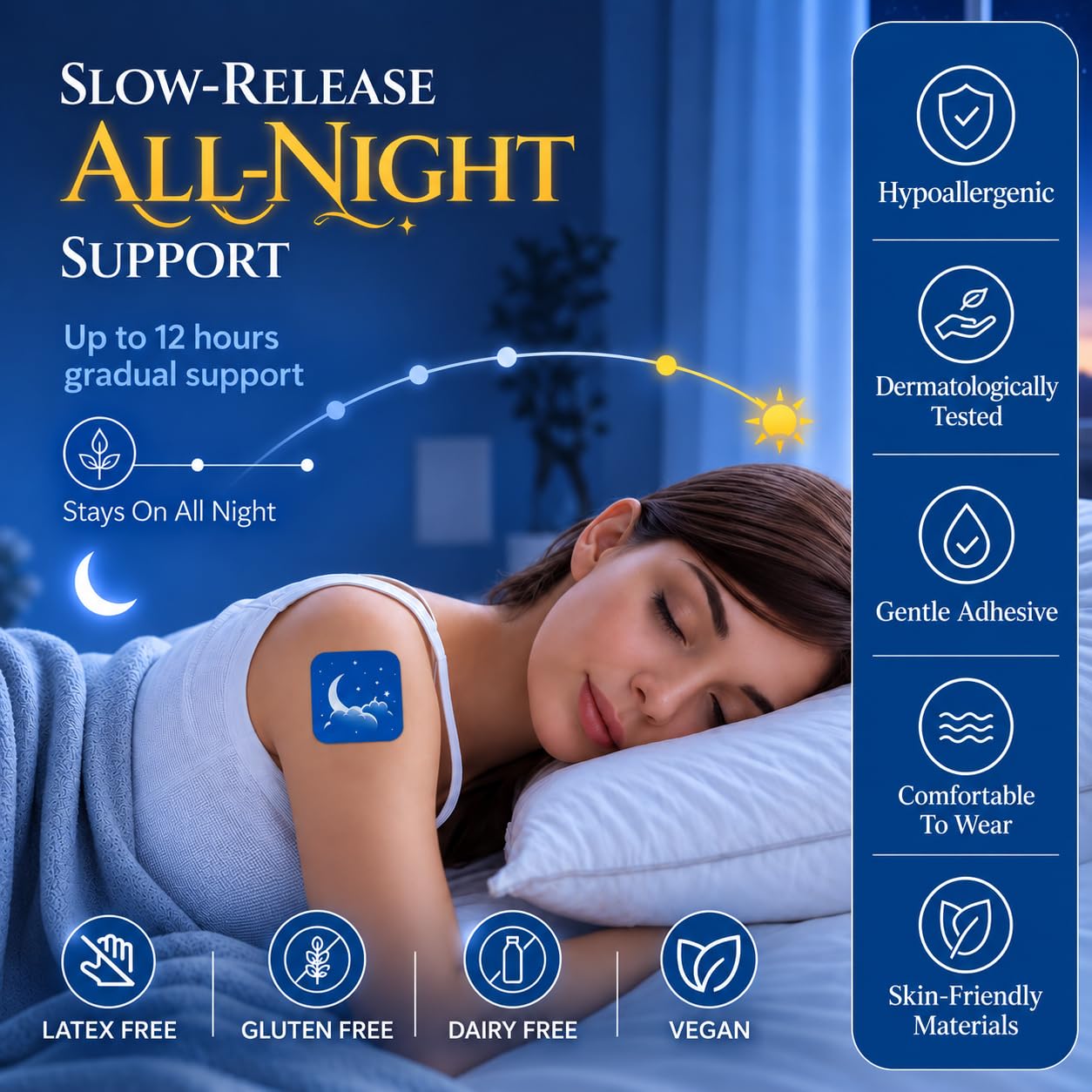 ZOVIRA Sleep Patch on wrist in lifestyle setting