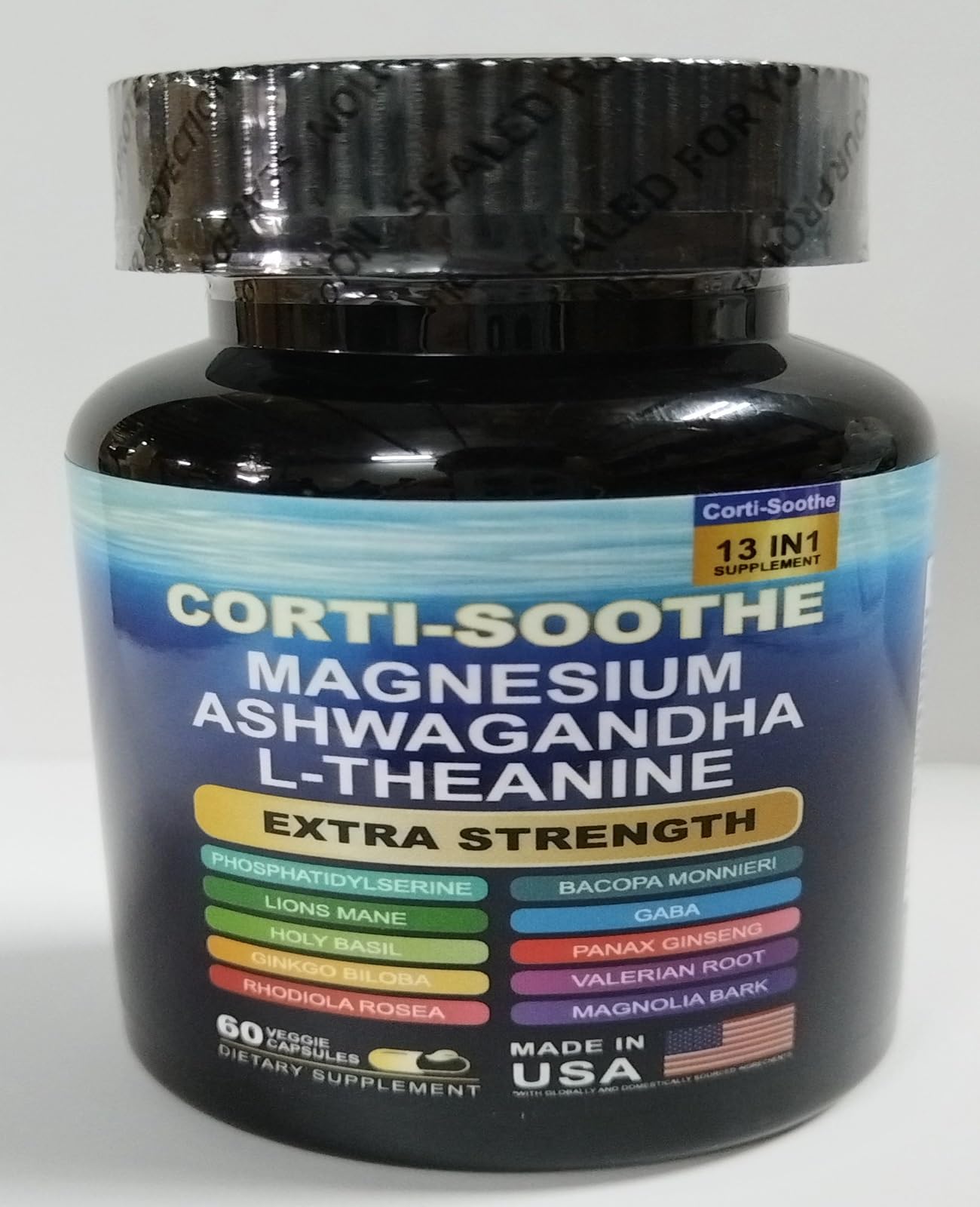 Zoyava Ashwagandha Supplement bottle on a wooden table
